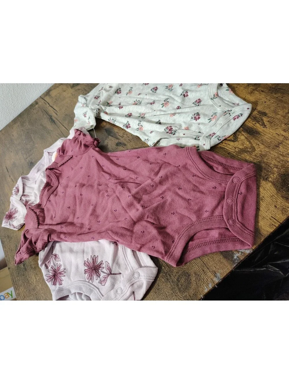 NWOT Carter's Baby Girl 6 Months 3PC Bodysuit Pack Floral Purple Burgundy Set